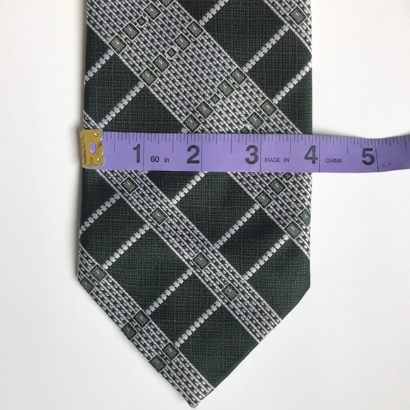 Vintage neck tie / Moss green wide tie - Picture 3 of 3